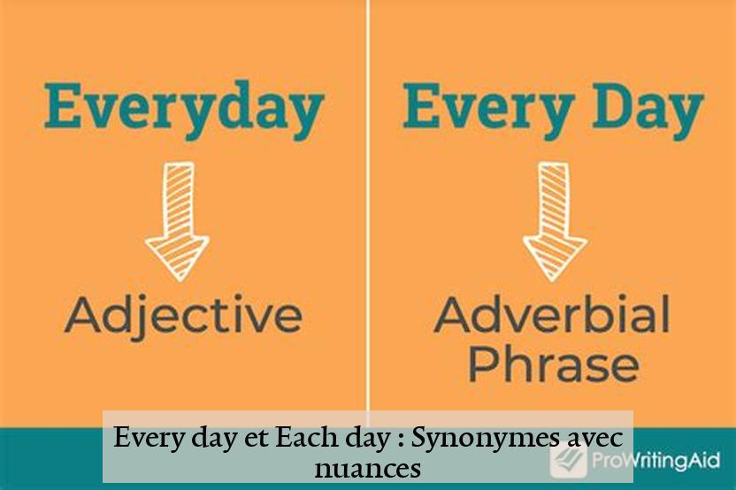 Every day et Each day : Synonymes avec nuances